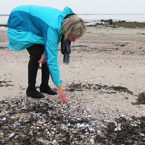 Jane searching for Sea Glass Galway, Ireland 