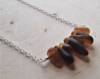 Sea glass Beach glass Beach shards Selection for jewelry Pendant Earrings Decoration in different brown